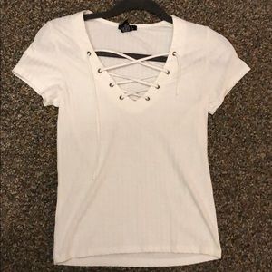 Rue21 White Lace up Top